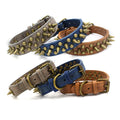 Wholesale Custom Leather Spiked Dog Collar With Rivet Durable Pet Collar for Large Dogs