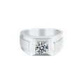 925 Sterling Silver Men's 1ct Moissanite Ring Rhodium Plated High Polished Comfort Fit Design Wedding Engagement Ring for Man