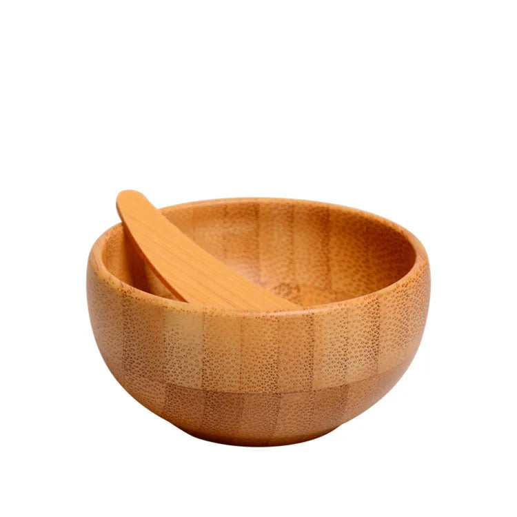 Newest Fancy Style Natural Organic Facial Beauty Makeup Bowl Cosmetic Cream Mixing Mini Small Bamboo Bowl With Flat Spatula Set MegaBDM