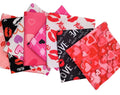 8pcs Precut Heart Print Cloth Patchwork Red Lip Valentine's Day Fabric Bundles Holiday Couples for Hand Sewing DIY Crafting