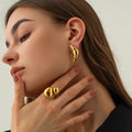 New Style Fashion Classic Texture Snake Design Layer 18K Gold Plated Plated Stainless Steel Opening Rings