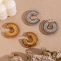 Luxury Zircon Hollow Hoop Earring Waterproof Gold Plated Hoop Earring Stainless Steel Women Jewelry