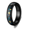 OAHLAN 6mm Black Sand Stone Gold Foil Inlay Wedding Bands 6mm Meteorite Tungsten Carbide Rings for Men's Fashion Jewellery