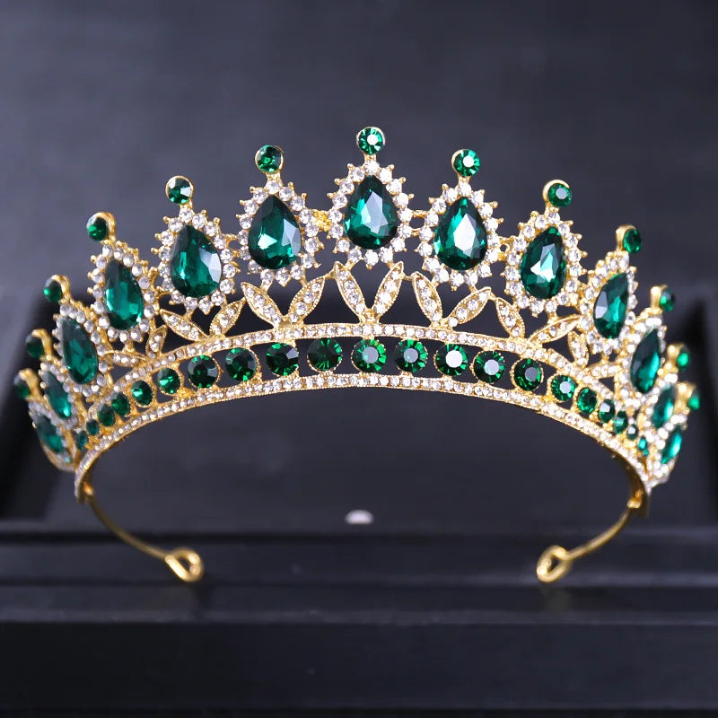 Luxury Baroque Queen Crown Tiaras Crystal Rhinestone Bridal Crown
