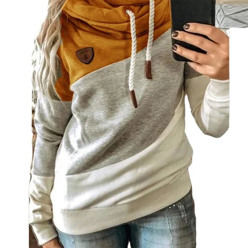 Women Patchwork Hooded Sweatshirt Autumn Winter Leopard Print Harajuku Drawstring Hoodie Casual Long Sleeve Pullover Tops Female