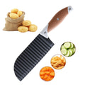 Stainless Steel Crinkle Cut Knife Veggies French Fry Potato Cucumber Carrot Fruit With Stylish Rubber Handle Dishwasher Safe