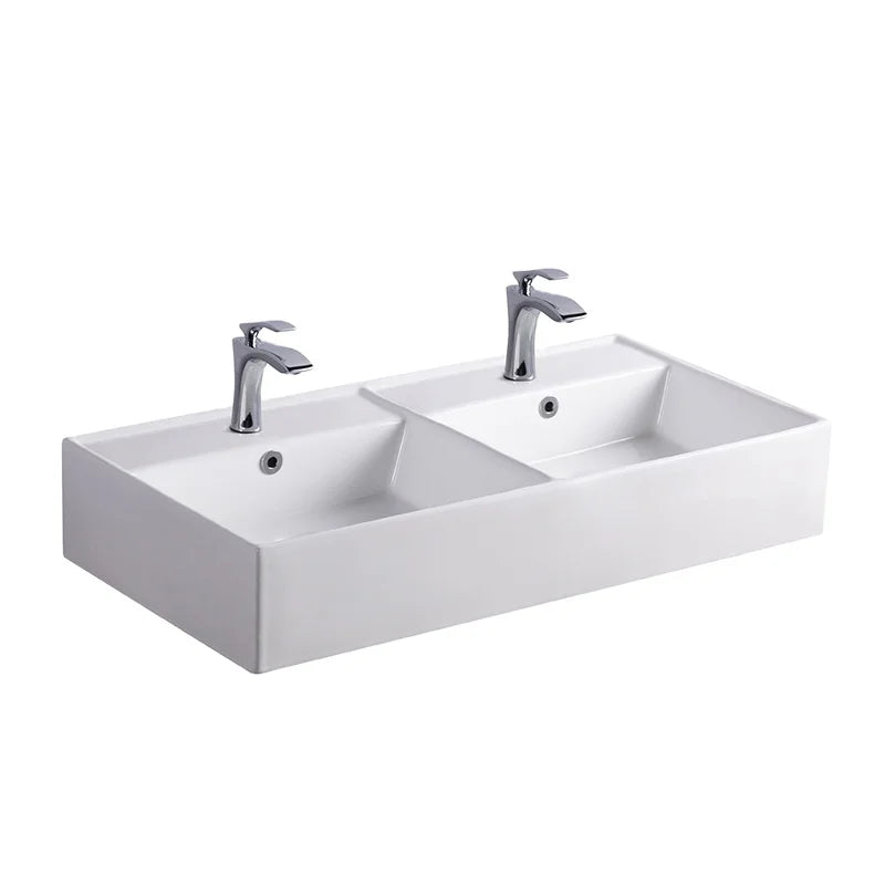 Wholesale Price Sanitary Ware Double Hole Sinks Public WC Toilet Farmyard Hand Wash Basin