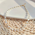 Classic Beach Natural Shell Heart Star 18K Gold Plated Link Chain Hand Beaded Clavicle Necklace for Women Anniversary Certified
