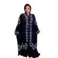 Good Quality Arabic Dress for Women Luxury Rhinestones Black Abaya Designs Flax Long Sleeve V-neck Abaya Dress Dubai