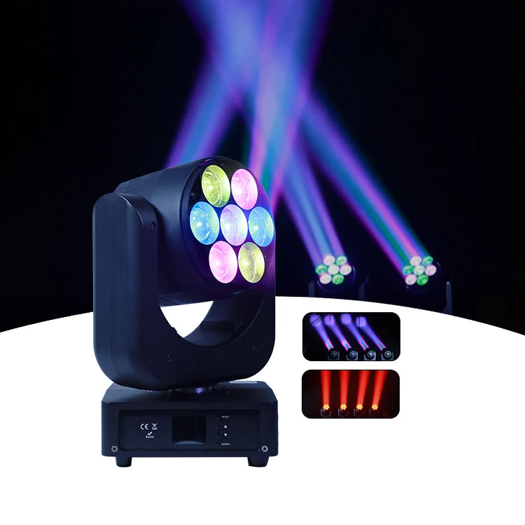Wholesale Concert Dj Lighting Par Can Church Wedding LED7*40W Bee Eyes Wash Stage Moving Head Lights Led