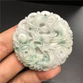 Certified Grade a Myanmar Jade Glutinous Zodiac Dragon Jade Pendant Floating Flower Dragon Pendant Men and Women
