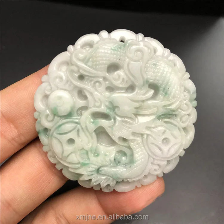 Certified Grade a Myanmar Jade Glutinous Zodiac Dragon Jade Pendant Floating Flower Dragon Pendant Men and Women