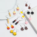 New Fashion Kids Jewelry 3D Resin Pendant Cartoon Cute Popcorn Cookie Burger Fries Chocolate Coke Mini Acrylic Dangle Earrings