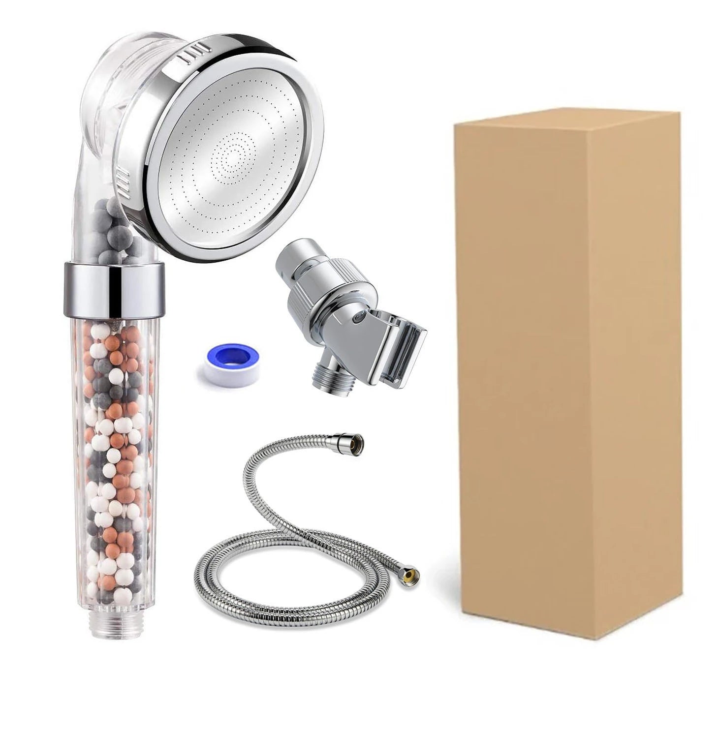 3 Mode Function Ionic Shower Spray High Pressure Filter Shower Head With Replacement Hose and Bracket