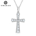Fast Delivery Hot Sell 925 Sterling Silver Round Cut 5A Cubic Zirconia Ladies Cross Pendant Necklace for Men Women