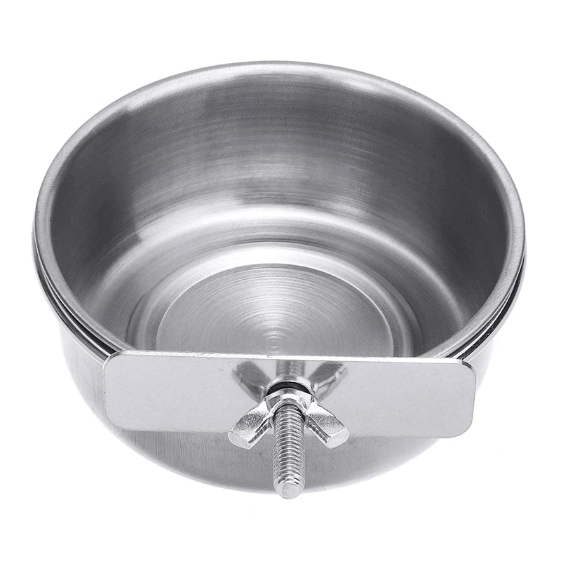 Stainless Steel Bird Feeder Parrot Cups Container Food Water Bowl for Macaw Parakeet Cockatiel Cage