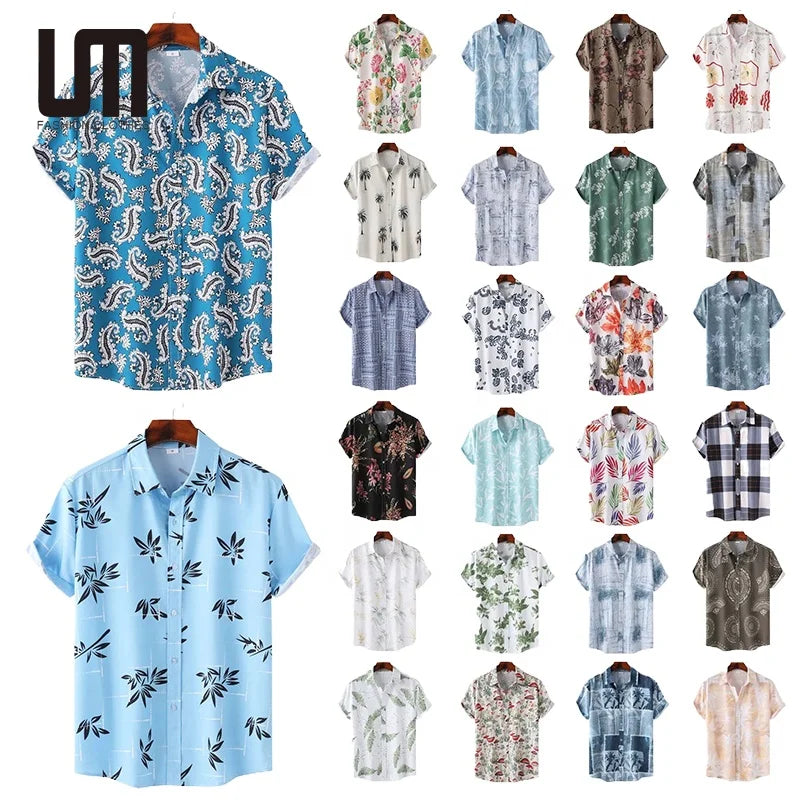 Liu Ming 2025 Casual Printed T Shirts for Men Wholesale Breathable and Loose Fit Hawaiian Beach Vacation Style Short Sleeve