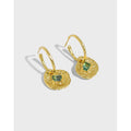 18K Gold Plated 925 Sterling Silver Drop Earrings Cubic Zirconia Lotus Leave Dangle Earrings for Women