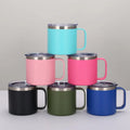 Mug Laser Double Wall Stainless Steel Custom Minimalist Stainless Steel LOGO FREE 12 Oz and 14 Oz White Coffee Mugs with Lid