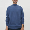2023 Custom Men's Knit Sweater Navy Vintage Jumper Pullover with Letter Pattern Cashmere Mock Neck Winter Vintage Decoration