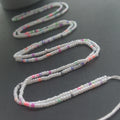 Handmade 50 Inches Plus Size Bulk Tie on Waist Beads on Cotton Cord Belly Chain Body Jewelry Simplicity White Color