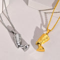 Creative 18K Gold Plated Stainless Steel Jewelry African Egyptian Queen of Egypt Nefertiti Head Pendant Necklace for Women Gifts