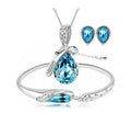 New Arrival Angel Tears Austrian Crystal Necklace & Bangle & Earring Set Fashion Jewelry Set Wholesale
