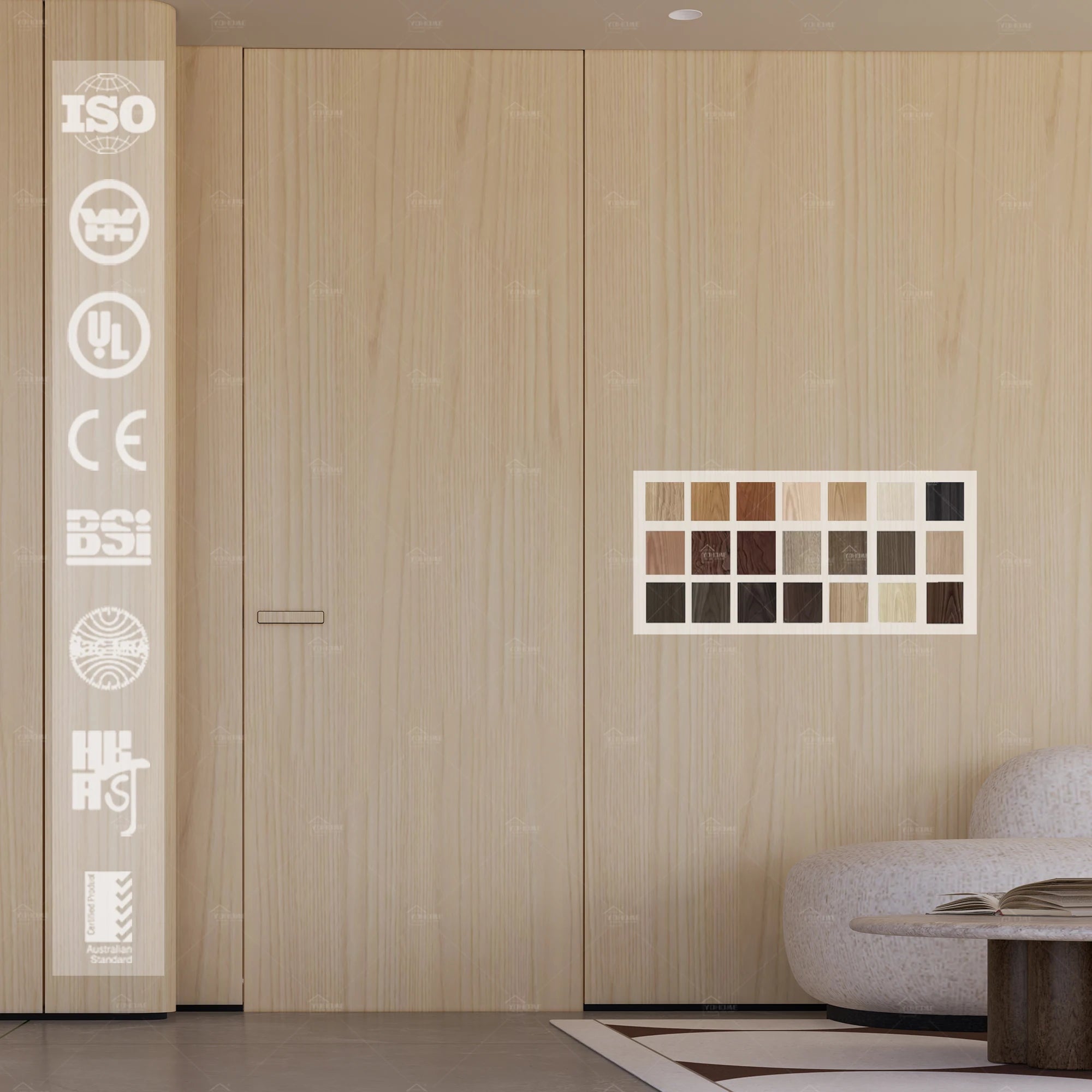 China top manufacturer custom invisible room door for villa interior wood hidden door with wall panels invisible door