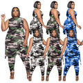 2022 Women Loose Two-Piece Set Suits Formal Knitting Print Camouflage Top Fitted Pants Set