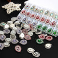 SINRONG Three-Layer Loose Seam Water Drill Shoes Silver+Glass Flatback Rhinestones Glue-On with Flower Droplet Design