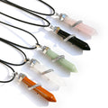 Natural Hexagonal Crystal Rod Snake Pendant Asclepius Staff Necklace