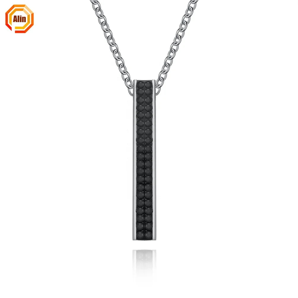 Custom Tarnish Free Diamond Low Price Mens Necklace Stainless Steel Bar Engraved Pendant Wholesale