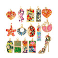 Mosaic Enamel Sea Animal Star Fish Shell Plant Face Flower Fox High Heel Charm Pendant  Necklace Bracelet Making Supplies L10