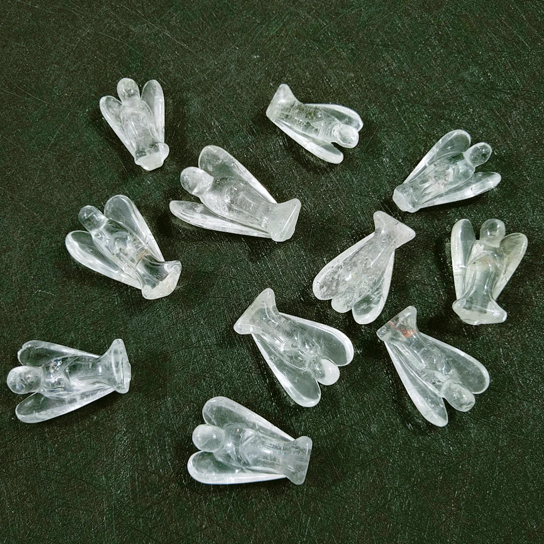 Huiying Hand Carved Natural clear Quartz Stone Crystal Angels for Decoration Crafts