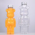 Plastic Juice Packaging 400 500 700 ML clear Bear Shape Pet Milk Tea Bottle Disposable Juice Beverage Bottle With Aluminum Lid