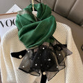 Luxury Brand Women Scarf Thin Summer Lady Beach Shawl Scarves With Pearl Muslim Fashion Foulard Female Hijab Headscarf