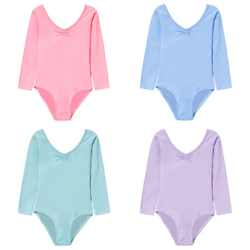 Cheapest Cotton Long Sleeve Ballet Dance Leotard Kids Short Sleeve Gymnastics Leotards for Girls