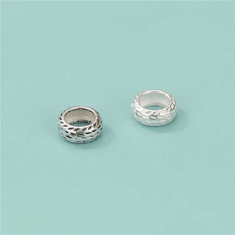 S925 Sterling Silver Tire Spacer Beads DIY Handmade Braided Rope Bead Bracelet Wheel  Accessories Jewelry Wholesale