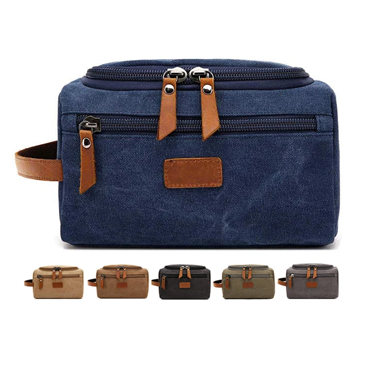 Guangzhou Factory Personalized Engraving Name Luxury  Mens Cosmetic Bag Toiletry Bag Canvas Dopp Kit Mens Shaving Kit Bag