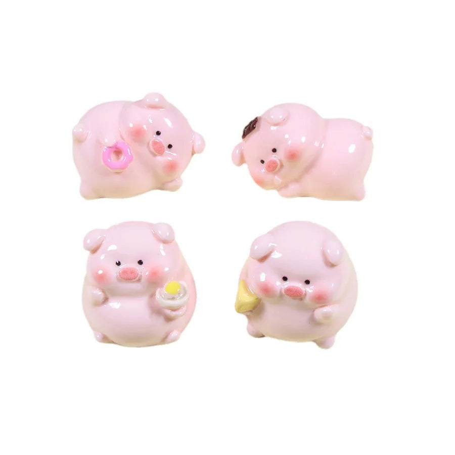 Hot Sale Kawaii Style 3d Artificial pink Fat Pig Design Resin Cabochons Elf Props