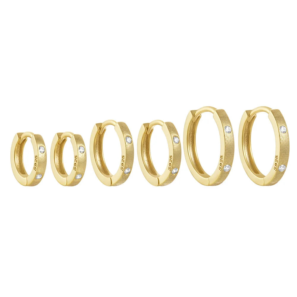 Fashion Earrings Jewelry 925 Sterling Silver Earrings Set 6mm/8mm/10mm Round Zircon Gold Plated Huggie Hoop Earrings Women Men
