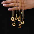 X137 Wholesale 18K Gold Plated Stainless Steel 26 Alphabet Letters Pendant Necklace Luxury Jewelry Bubble Initial Necklace