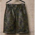 Wholesale Inventory Camouflage Studded Leather Cargo Shorts Men's Street Casual Breathable Camouflage Loose Pu Leather Shorts