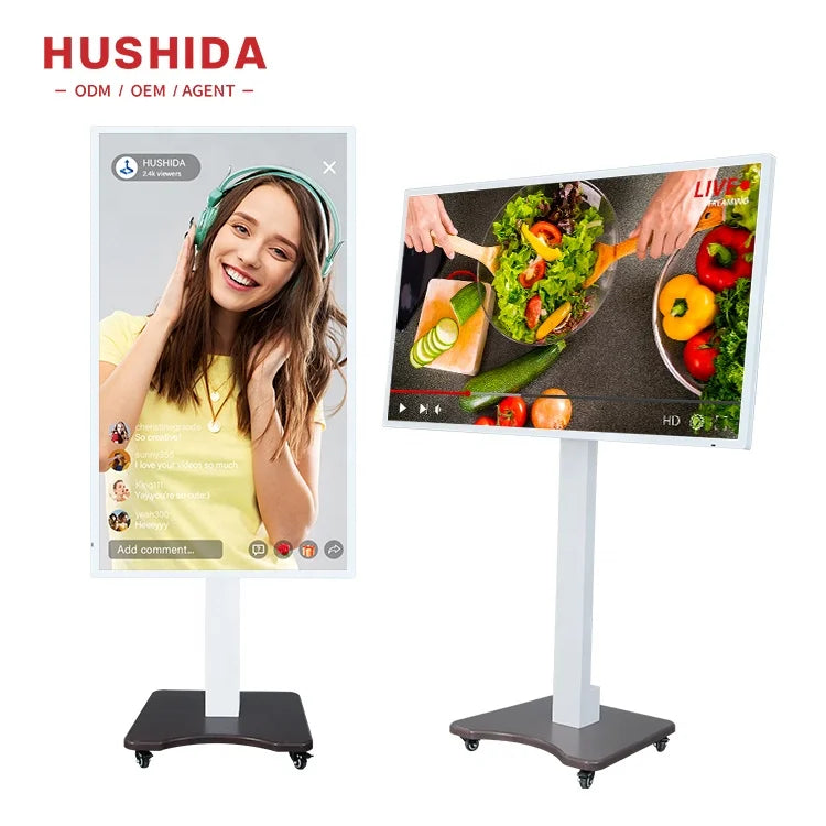 Hot Selling 32 43 50 55 Inch Big Screen Youtube Tiktok Floor Standing Desktop Touch Screen Livestreamer