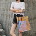Accept Custom Holographic Iridescent Beach Tote Bag Laser Clear Pp Pvc Waterproof Shopping Bag for Women Accept