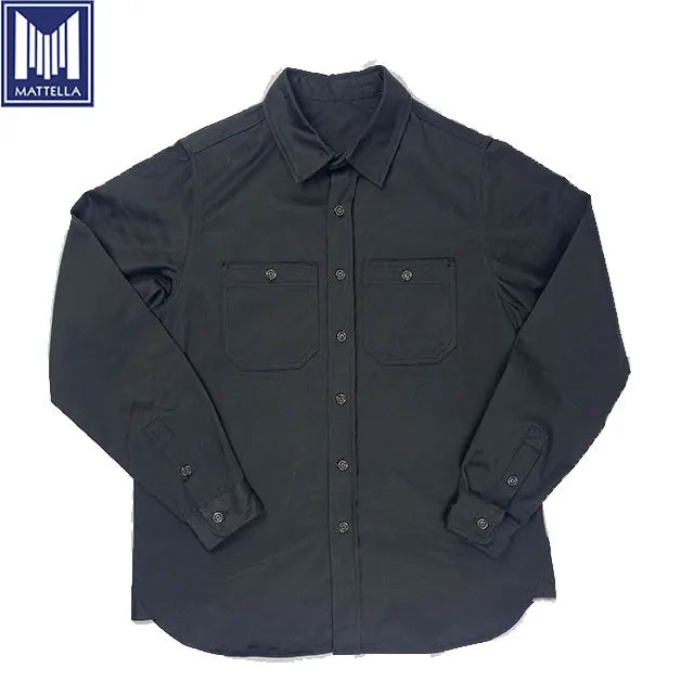 Custom Design Vintage Style Breathable Woven 8oz Black Indigo Chambray Selvedge Denim Men Women Plus Size Casual Shirt Included