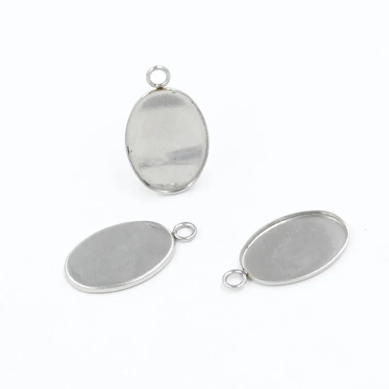 Good Quality Stainless Steel DIY Jewelry Pendant Necklace Charm Oval 13*18mm Settings Blank Base for DIY Jewelry Making