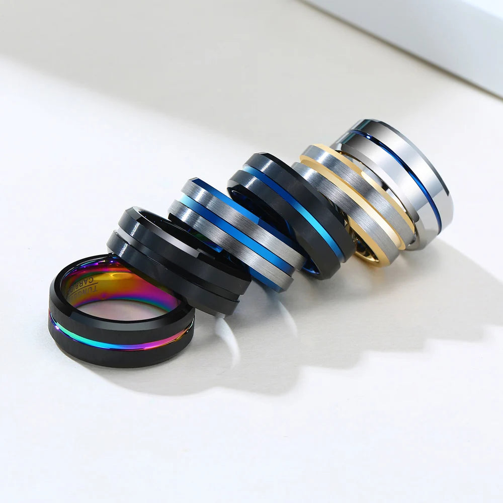 Wholesale Waterproof Men's Jewelry Gold Black Tungsten Carbide Blank Ring for Inlay Classic Engagement Party Male Anillos