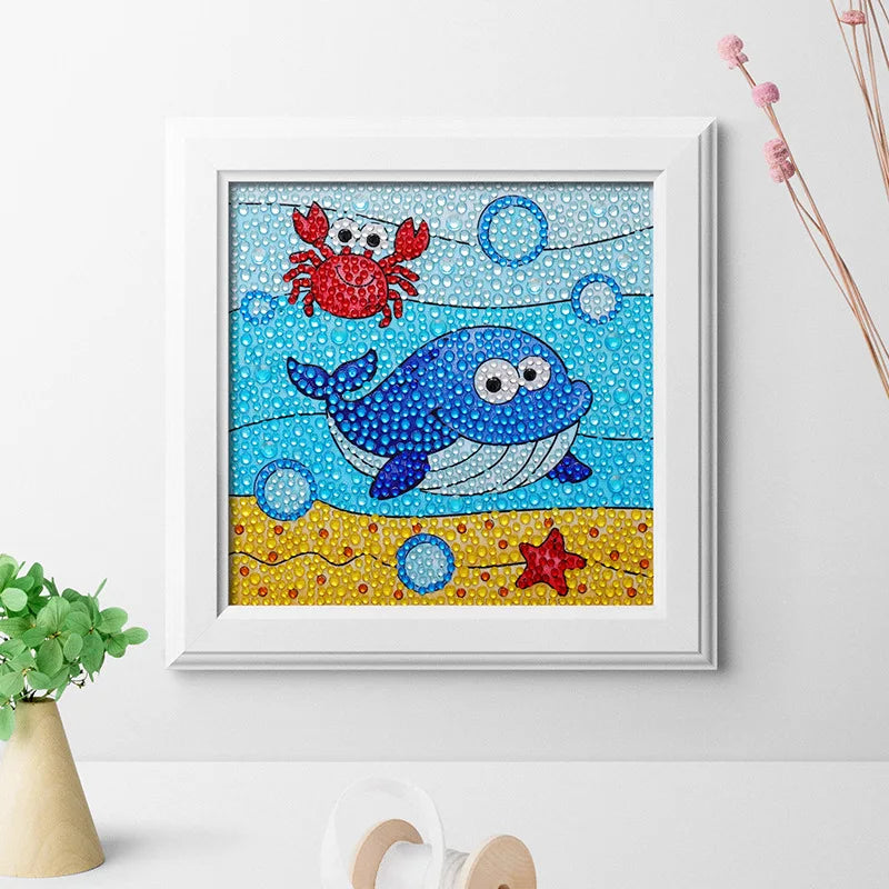 Dolphin Diamond Painting Kits for Kids Crab Cartoon Crystal Painting by Number Kits Best Gift Home Wall Decor