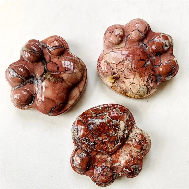Natural Gemstone Crystal Animal Cat Paw Carvings Alashan Rocks Cat Paw Carved For Gift Ornament